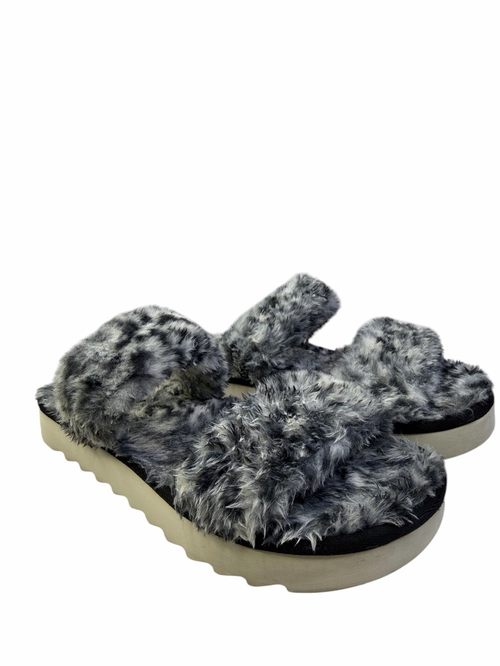 Kola Burra Faux Fur Gray Slide Sandals  Women size 8